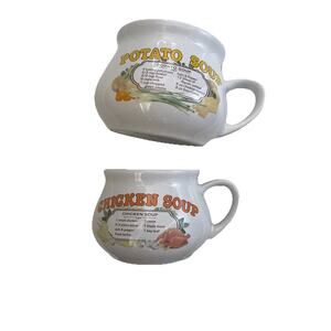 VTG Retro Potato And Chicken Recipe Soup Bowl Ceramic Recipe Mug Cup